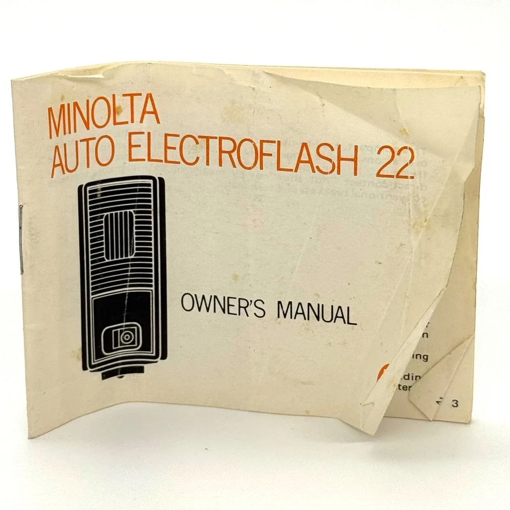 Minolta Auto Electroflash 22 Camera Flash Unit Case Manual Untested